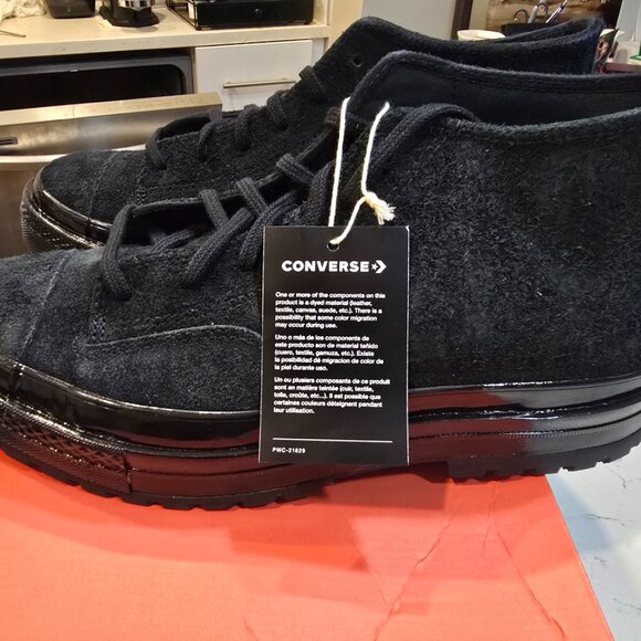 CONVERSE MENS'S CHUCK 70 MID CHUKKA NATIONAL SUEDE BLACK A16370C SIZE US 10 NEW - Picture 2 of 16
